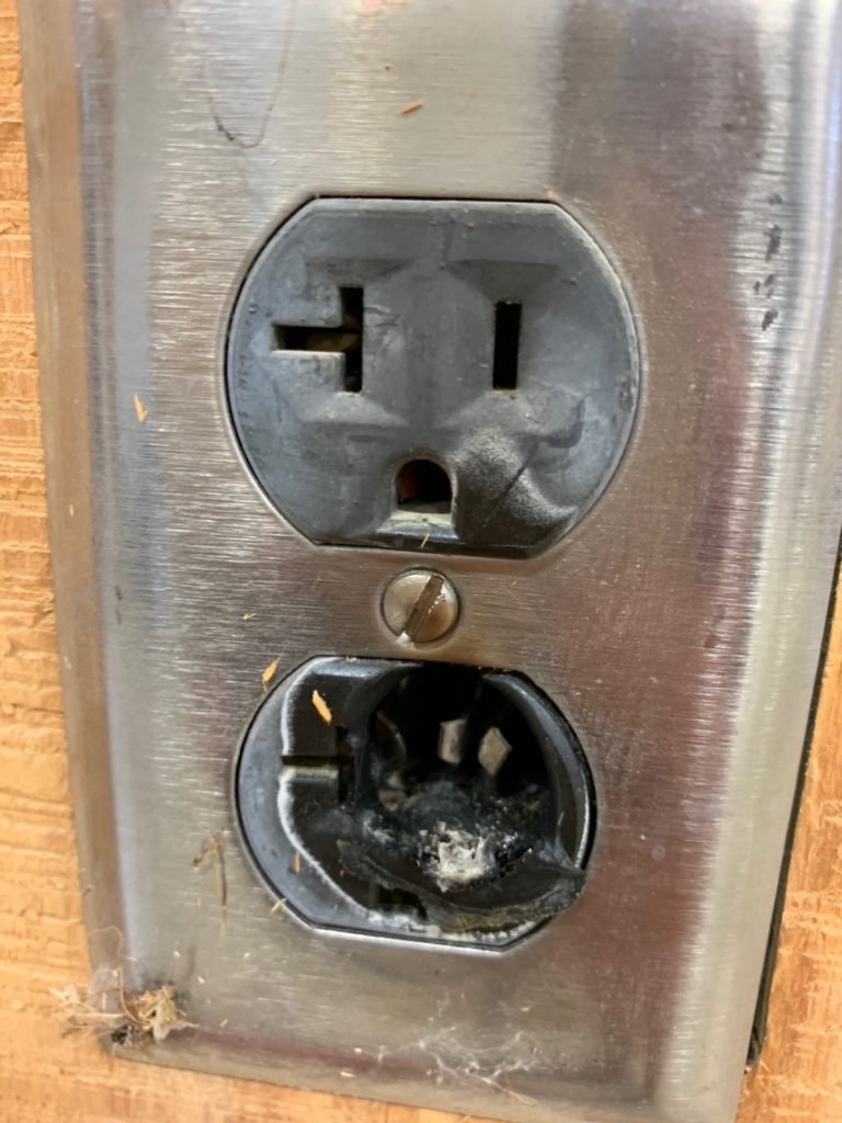 Picture of a scorched receptacle