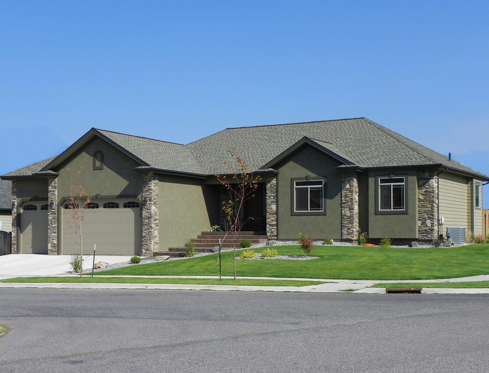 Modern home with 2 car attached garage.